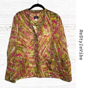 Lark Lane Women’s Size 16 Blouse Top Shirt Burnout Sheer Zebra Print Vintage